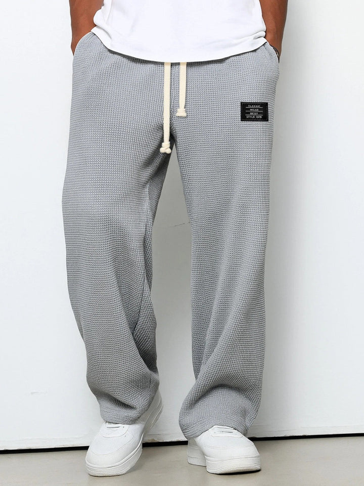 Daved - Pantaloni Casual Din Tricot Waffle Cu șnur