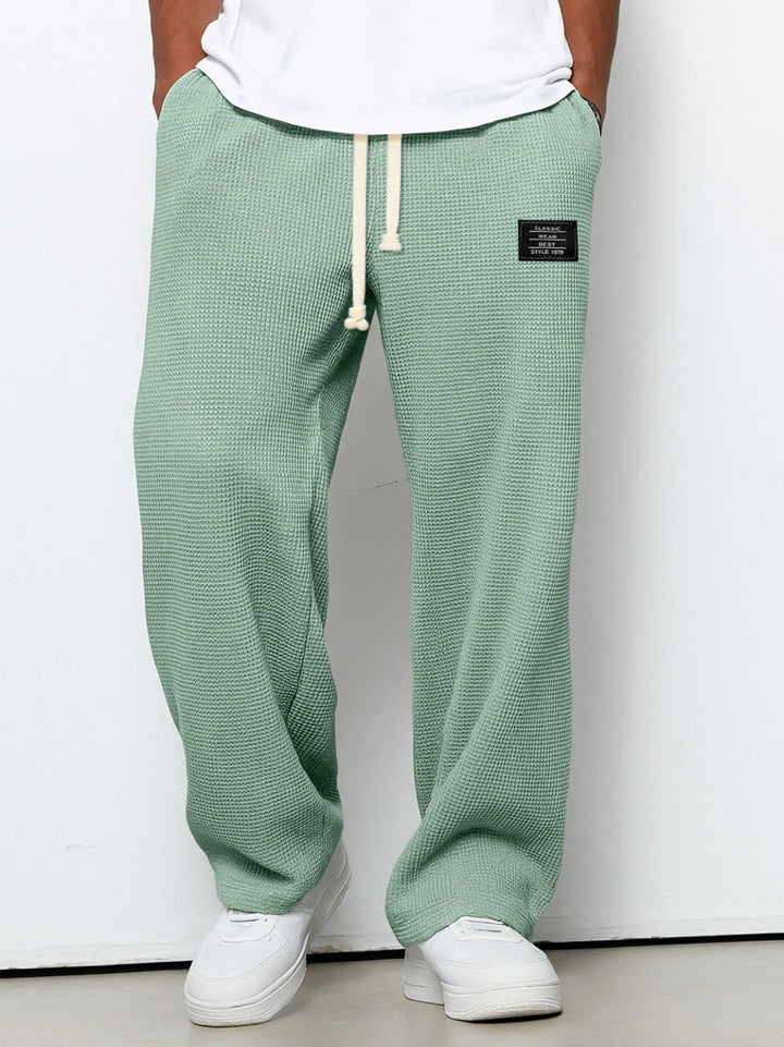 Daved - Pantaloni Casual Din Tricot Waffle Cu șnur
