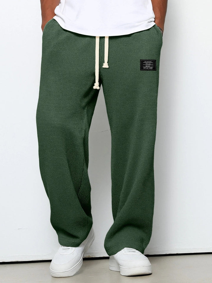 Daved - Pantaloni Casual Din Tricot Waffle Cu șnur
