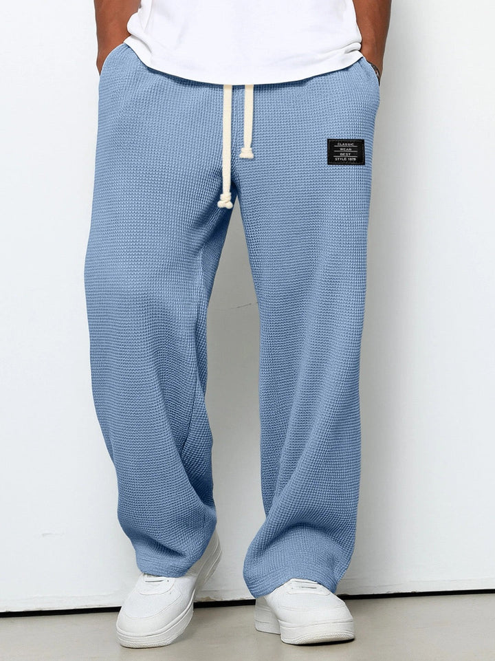 Daved - Pantaloni Casual Din Tricot Waffle Cu șnur