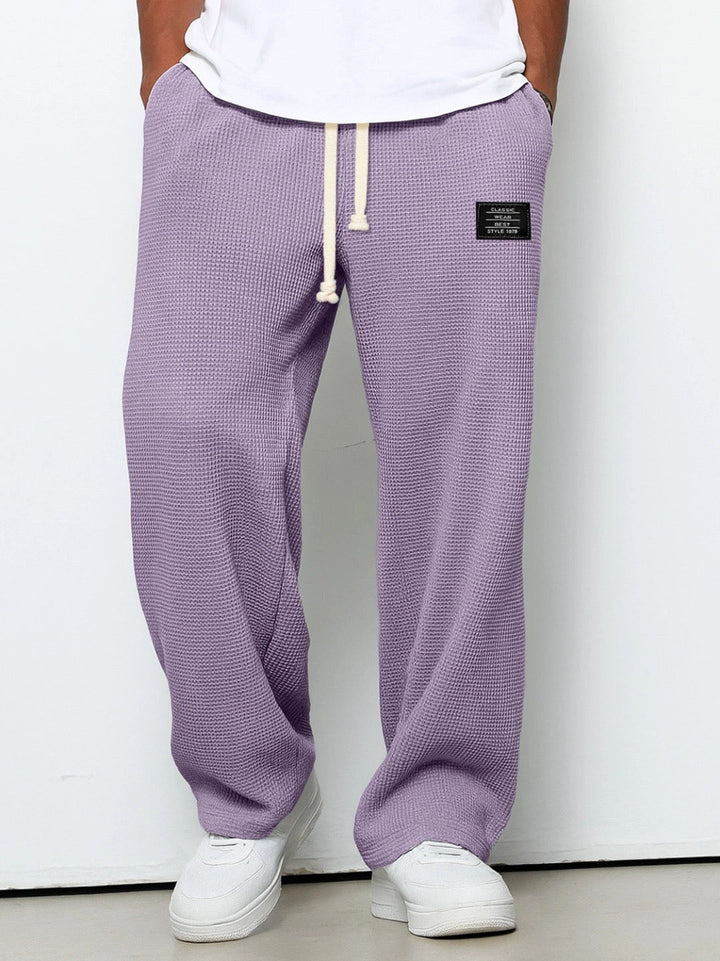 Daved - Pantaloni Casual Din Tricot Waffle Cu șnur