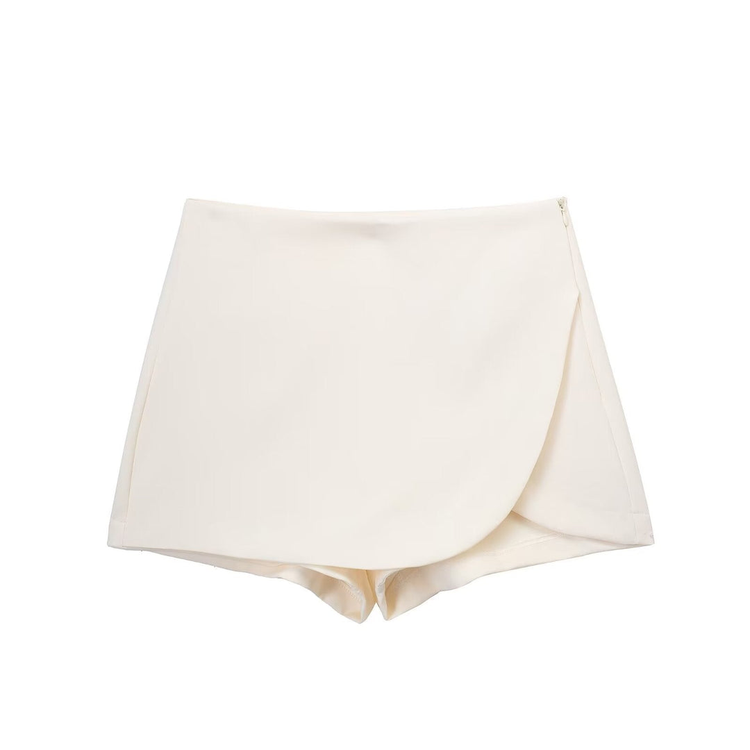 Shavina - Fustă-Pantalon Mini Cu Talie înaltă și Croi înfășurat