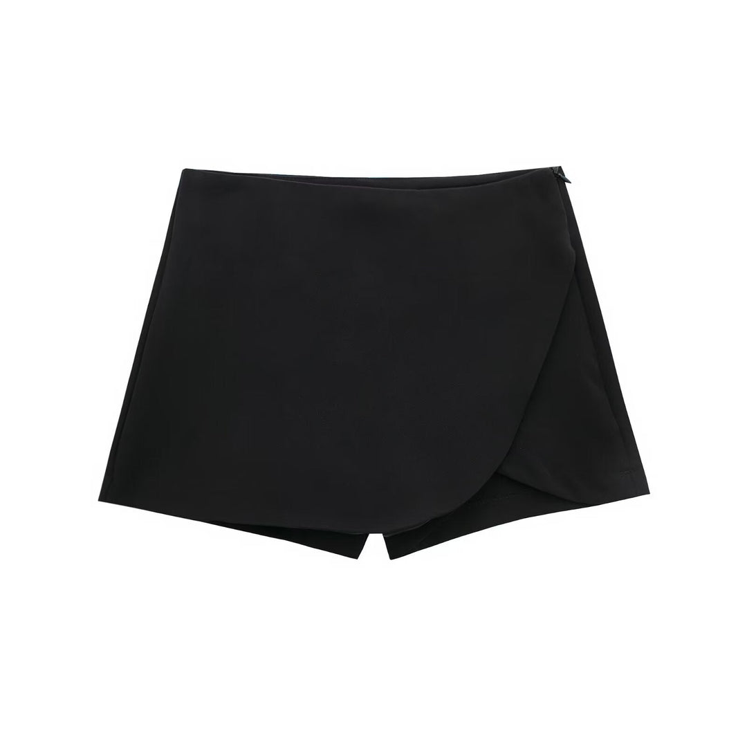 Shavina - Fustă-Pantalon Mini Cu Talie înaltă și Croi înfășurat