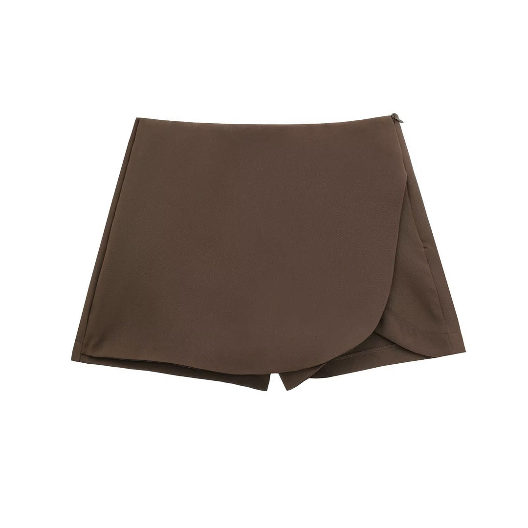 Shavina - Fustă-Pantalon Mini Cu Talie înaltă și Croi înfășurat