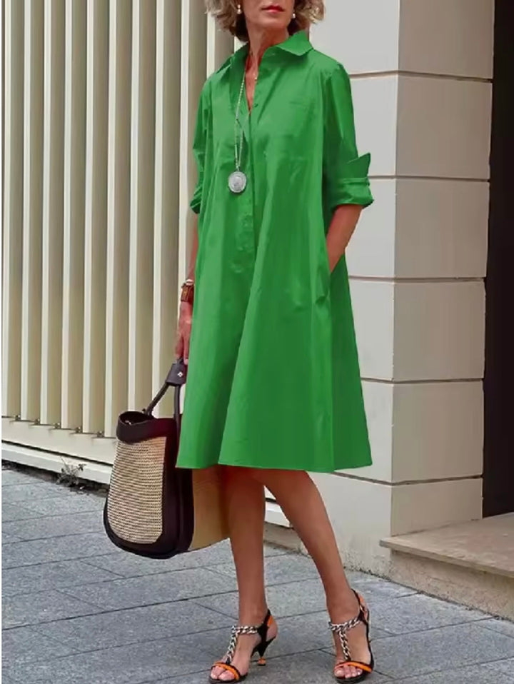 Kahleah  - Rochie Cămașă Elegantă Cu Buzunare