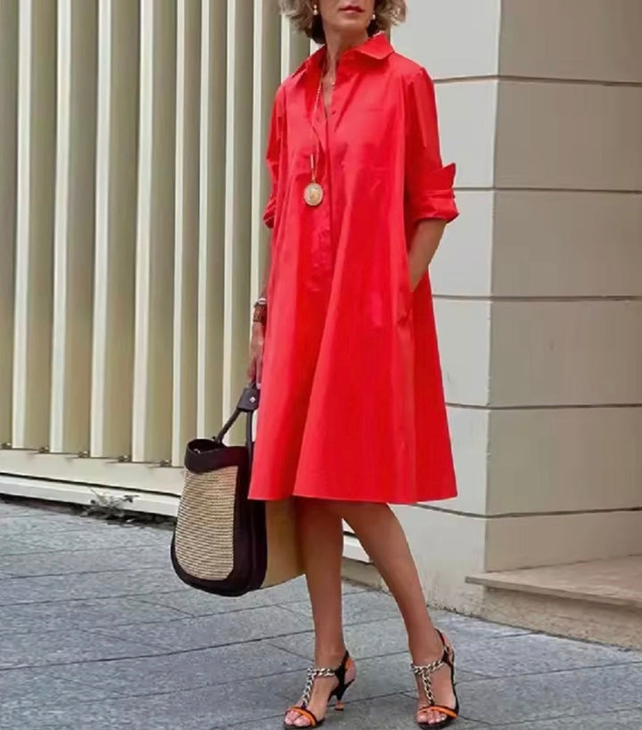 Kahleah  - Rochie Cămașă Elegantă Cu Buzunare