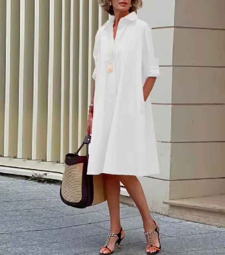Kahleah  - Rochie Cămașă Elegantă Cu Buzunare