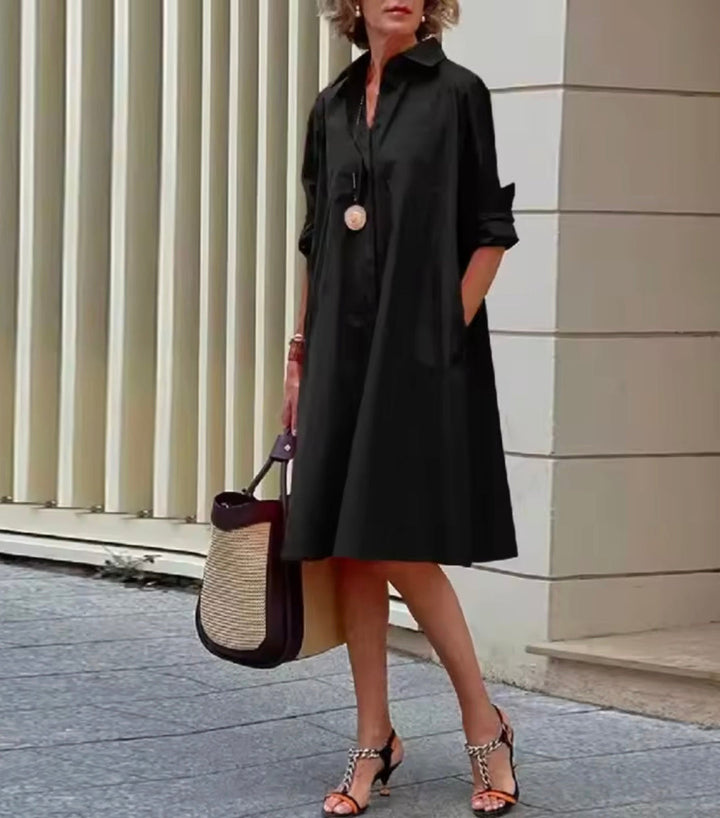 Kahleah  - Rochie Cămașă Elegantă Cu Buzunare