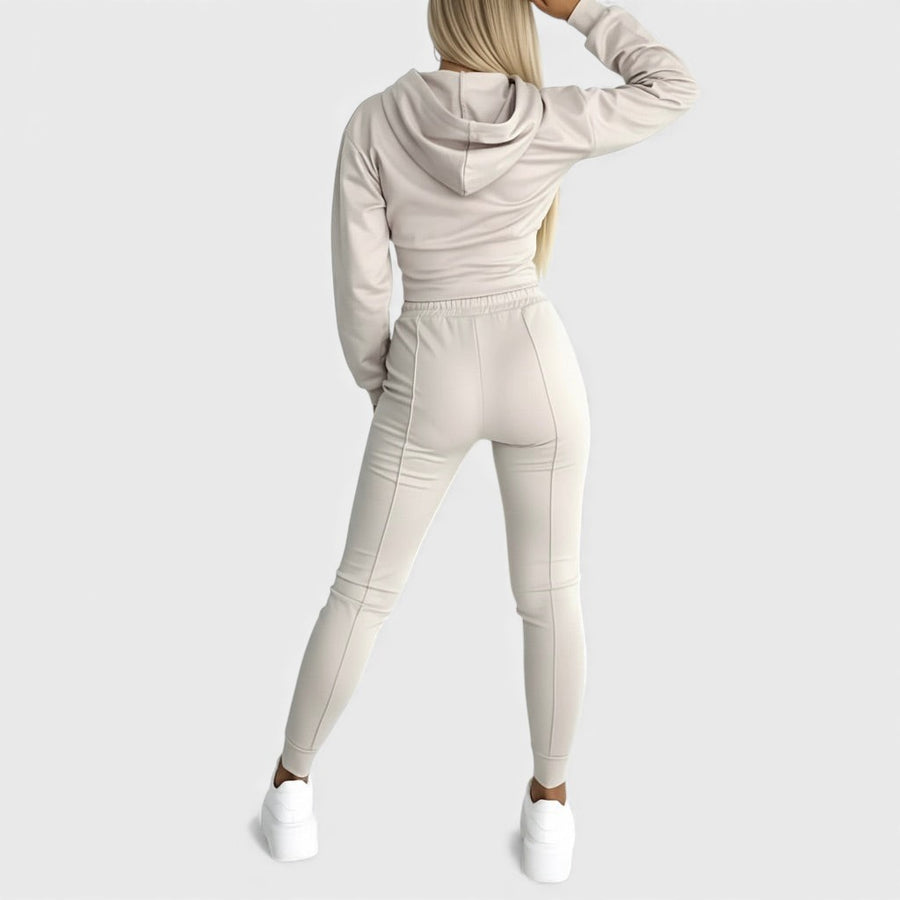 Maayan - Set Casual Format Din Hanorac cu Mâneci Lungi și Pantaloni