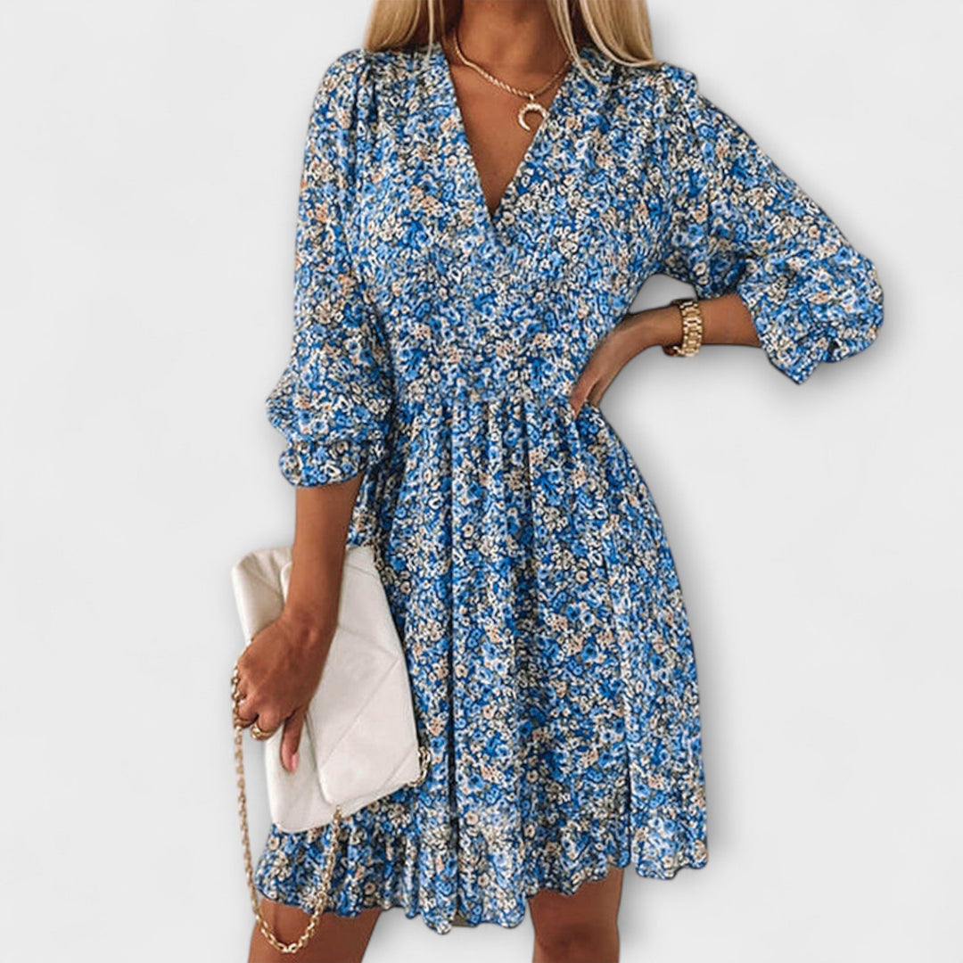 Shari - Rochie Cu Imprimeu Floral Și Mâneci Bufante