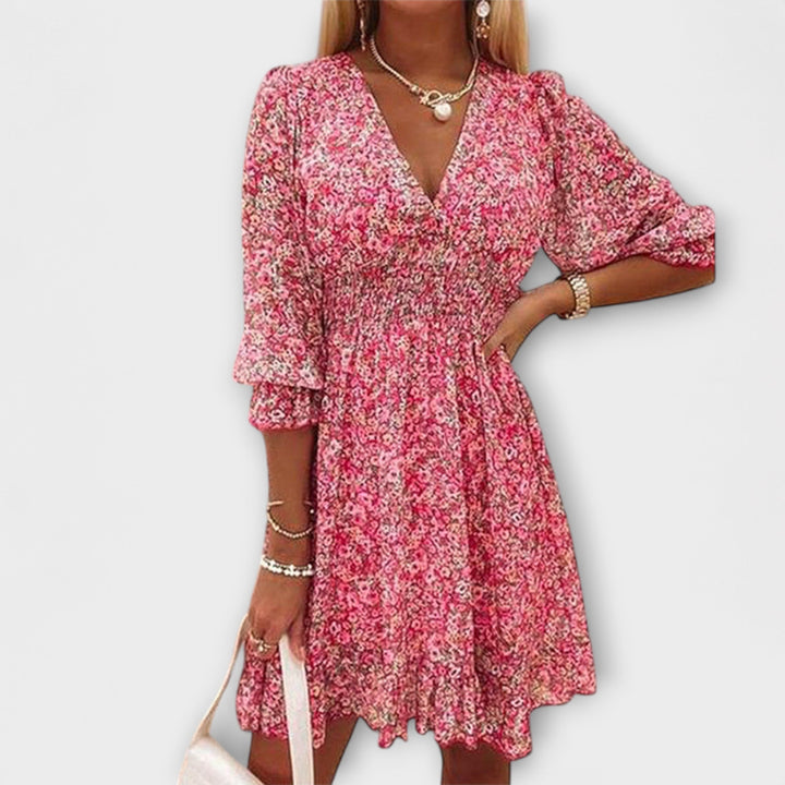 Shari - Rochie Cu Imprimeu Floral Și Mâneci Bufante