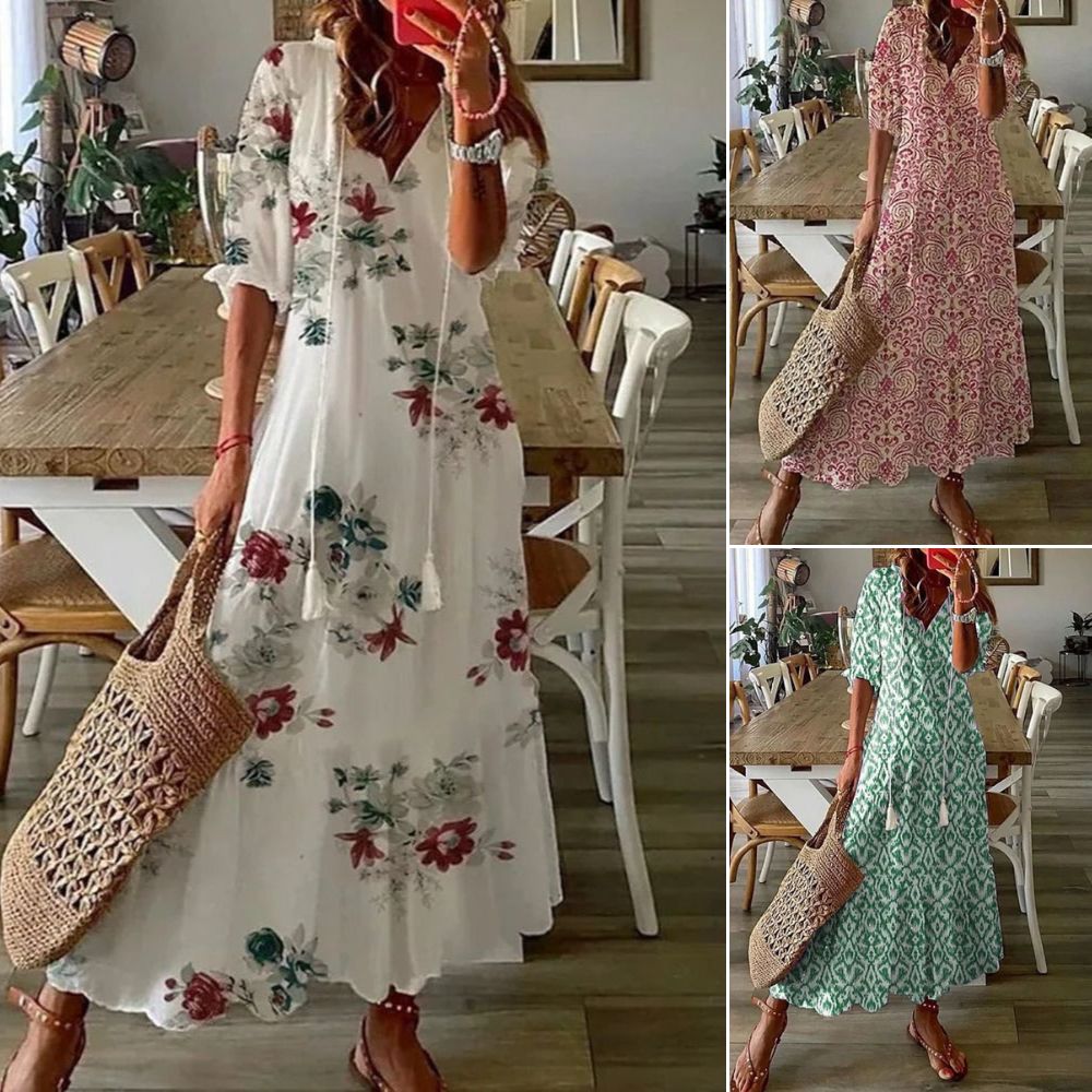 Verute - Rochie Lungă Din Catifea cu Imprimeu Floral