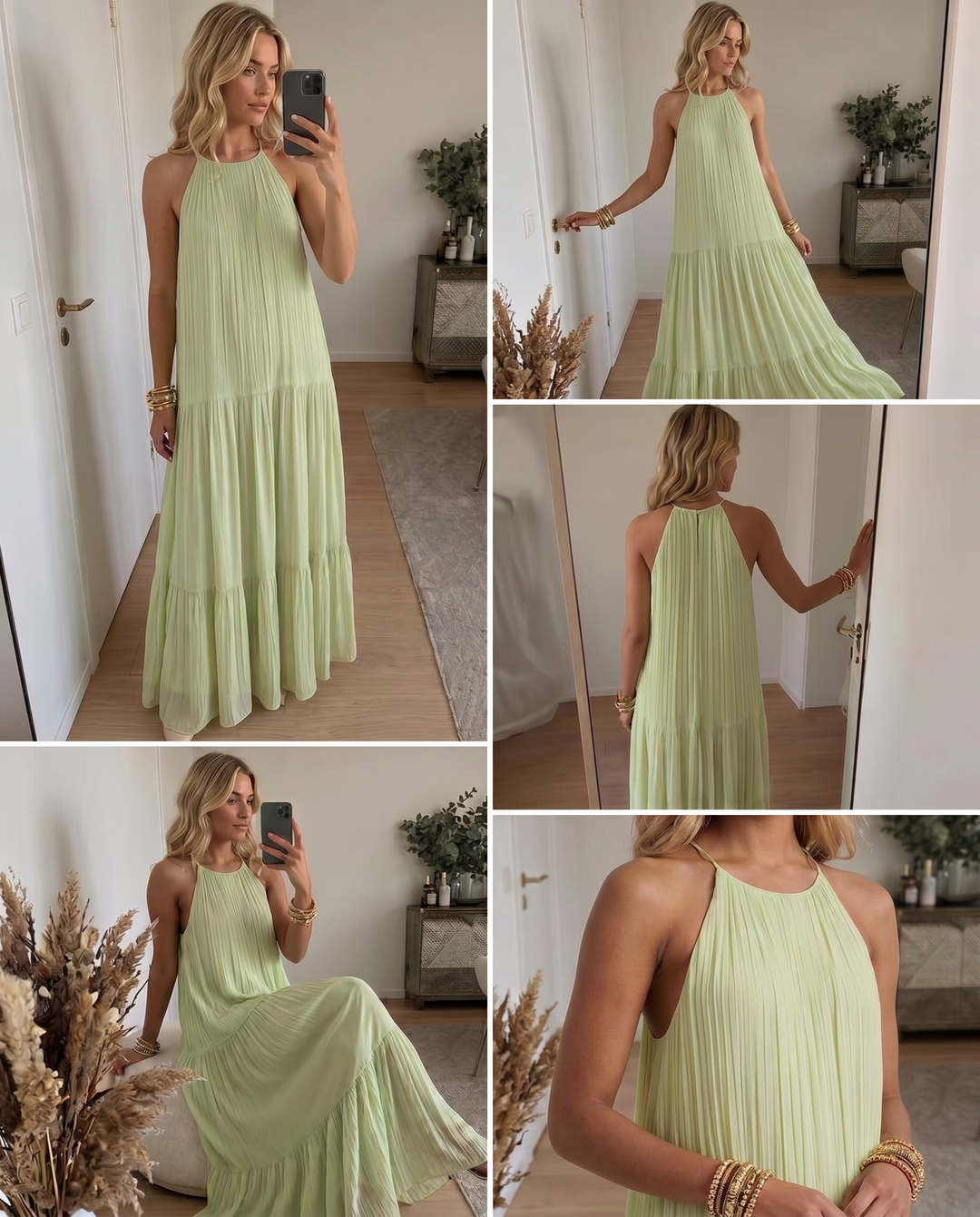 Frazier - Rochie maxi Fără Mâneci  cu Pliuri