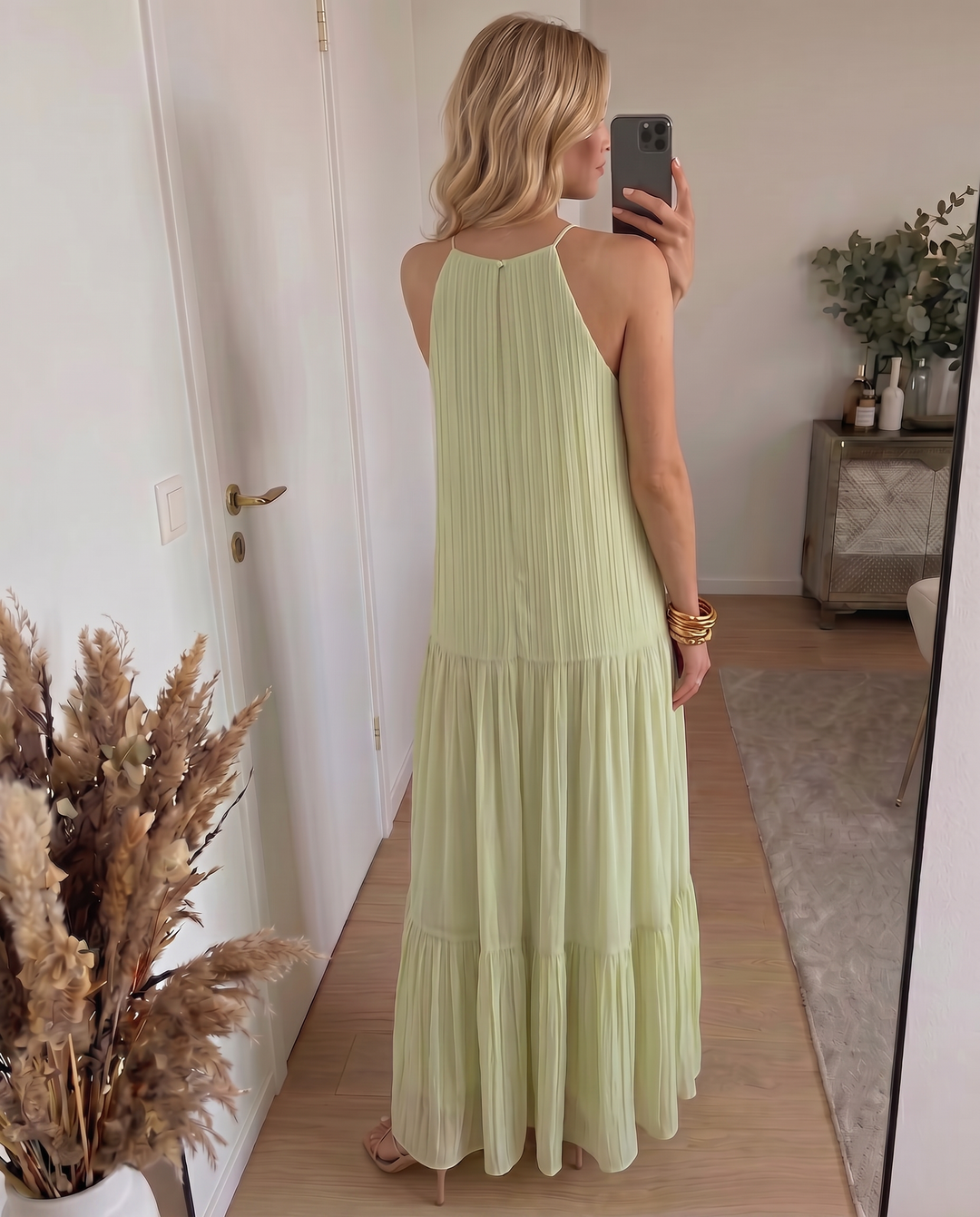 Frazier - Rochie maxi Fără Mâneci  cu Pliuri