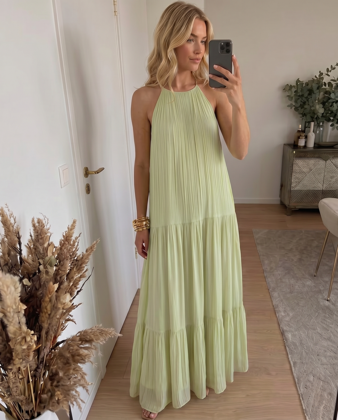 Frazier - Rochie maxi Fără Mâneci  cu Pliuri