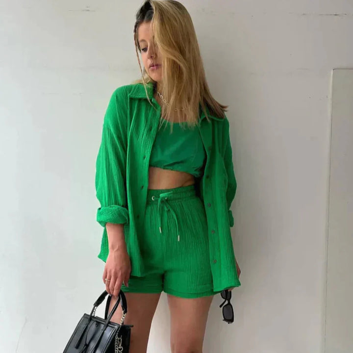 Katelyn - Set din Două Piese, Cămașă și Pantaloni Scurți din Bumbac