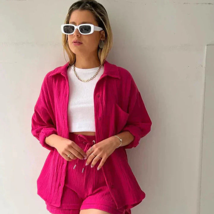 Katelyn - Set din Două Piese, Cămașă și Pantaloni Scurți din Bumbac
