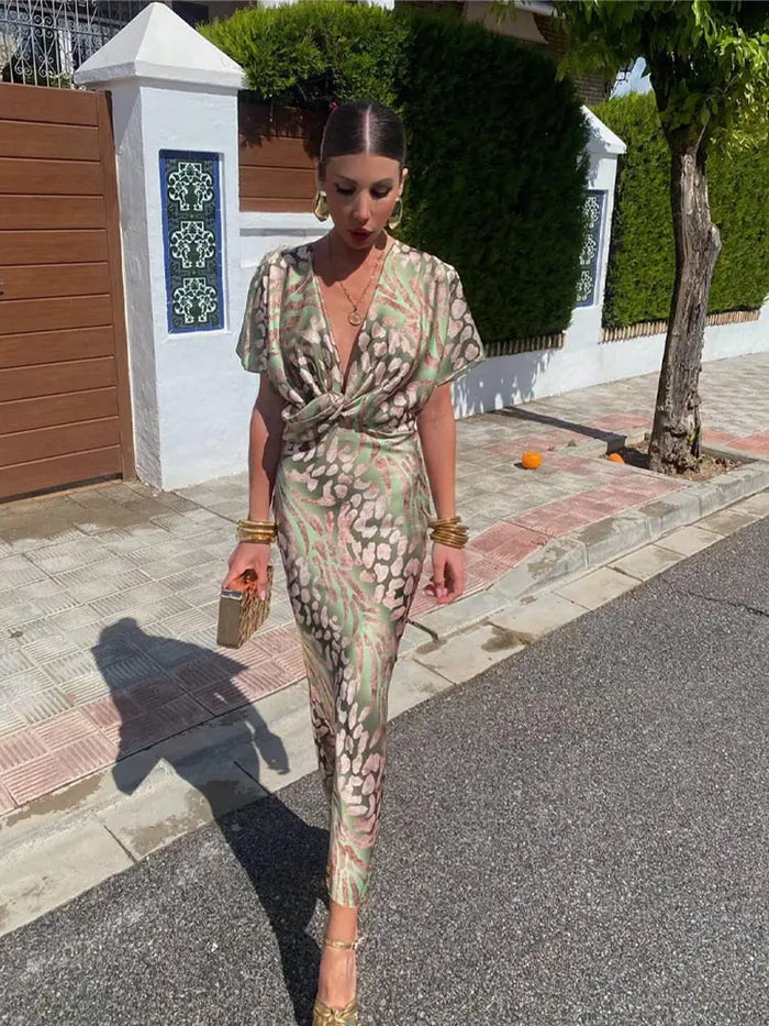 Ieva - Rochie Maxi cu Mâneci Scurte