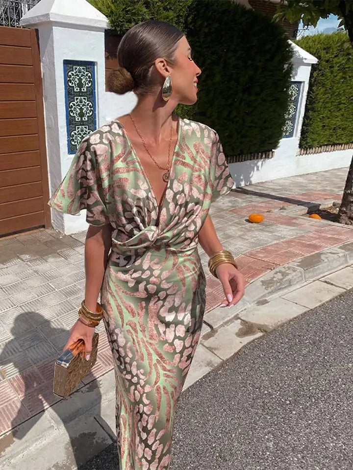Ieva - Rochie Maxi cu Mâneci Scurte
