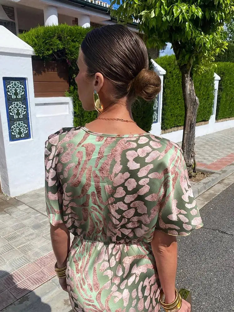 Ieva - Rochie Maxi cu Mâneci Scurte
