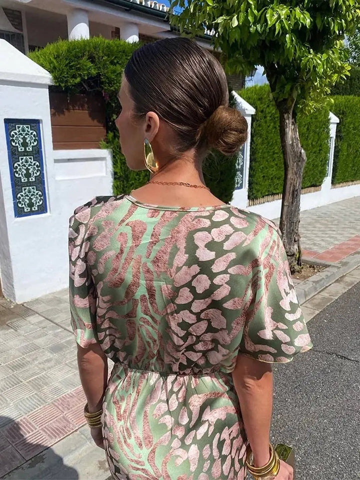 Ieva - Rochie Maxi cu Mâneci Scurte
