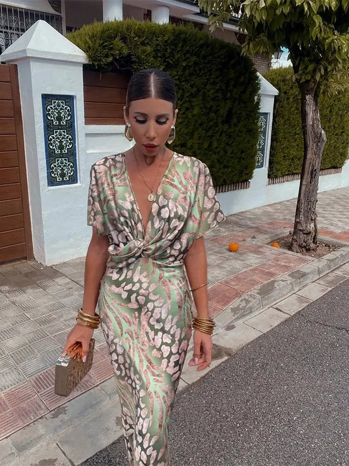 Ieva - Rochie Maxi cu Mâneci Scurte