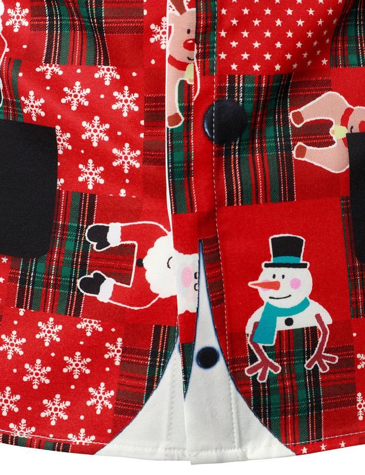 Hunter - Cămașă cu mâneci lungi Pentru Bărbați, în Stil vintage, cu model Tartan roșu, cu Tematică de Sărbători și Crăciun