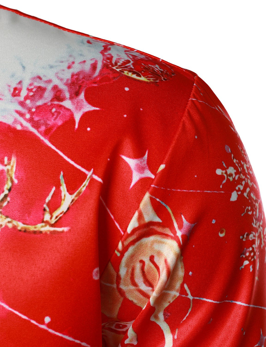 Beau - Cămașă roșie cu Nasturi și mâneci lungi Pentru Bărbați, Inspirată de Crăciun, Pentru ținute festive