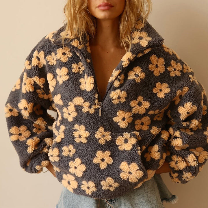 Yzella - Pulover din Fleece cu Imprimeu Floral