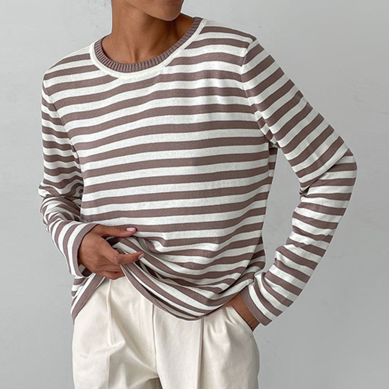 Quintina - Pulover Elegant Cu Mâneci Lungi Și Model Cu Dungi