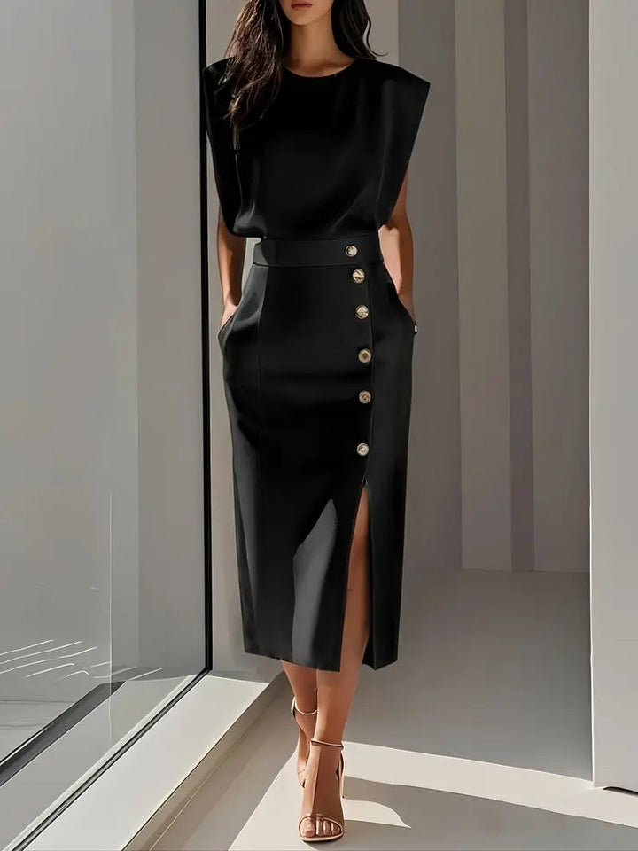 Yasmin - Rochie Midi Cu Fante Laterale