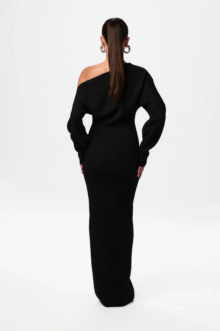 Trina - Rochie Pulover Cu Umeri Decupați