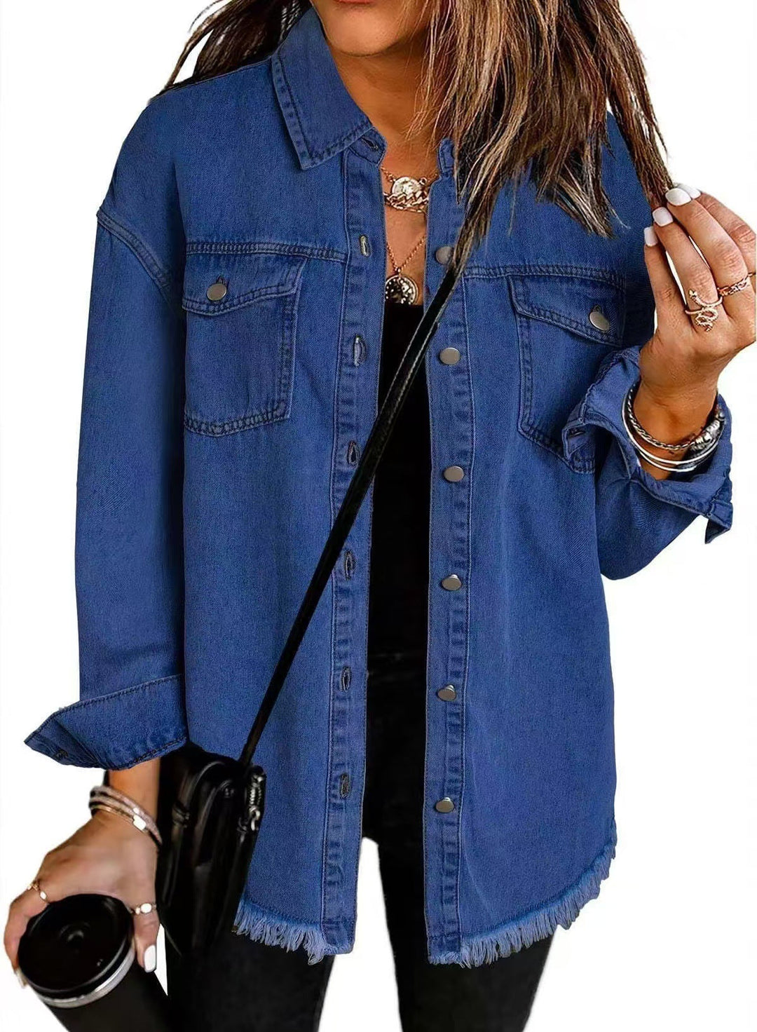Jolien – Jachetă Din Denim Cu Mâneci Lungi și Buzunare