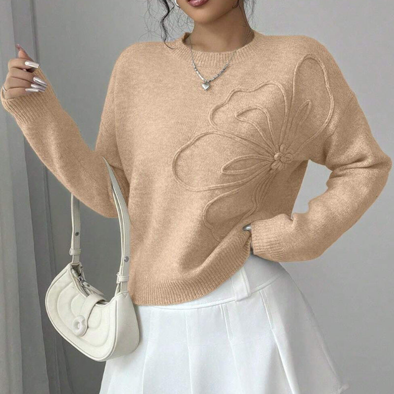 Hiyori - Pulover Din Tricot Cu Mâneci Lungi și Imprimeu Fluture