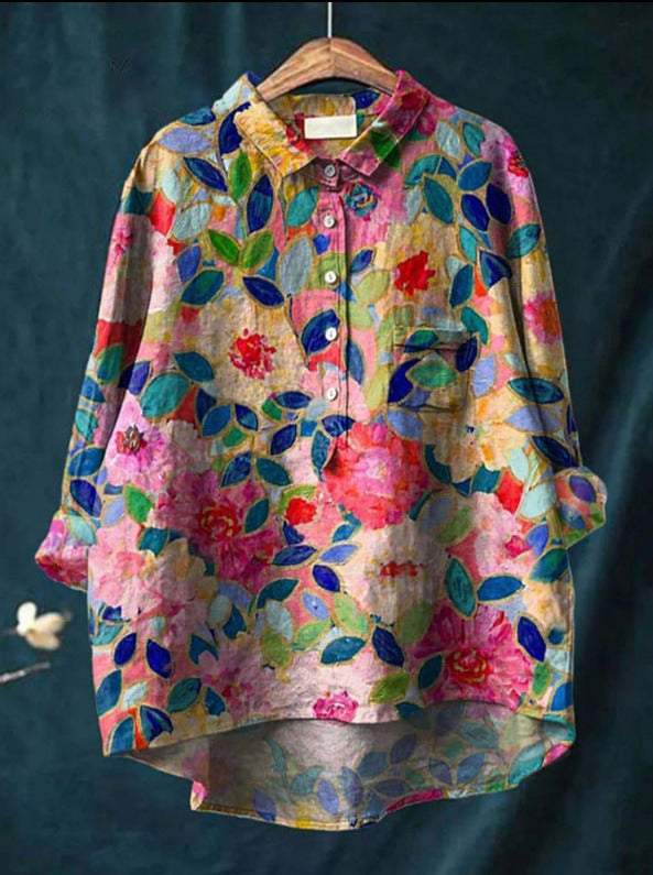 Noprat - Bluze Clasice Cu Imprimeu Floral