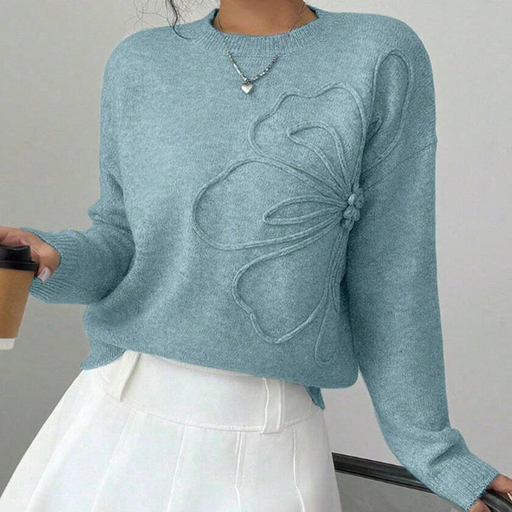 Hiyori - Pulover Din Tricot Cu Mâneci Lungi și Imprimeu Fluture