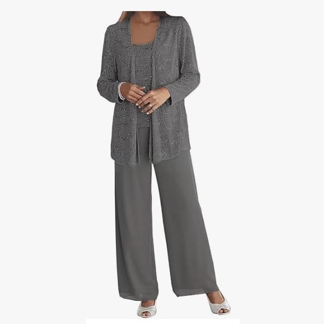 Gimena – Set Pantalon Și Cardigan Cu Sclipici