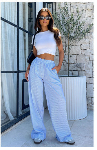 Evgenia - Pantaloni Largi De Relaxare Cu Talie Elastică