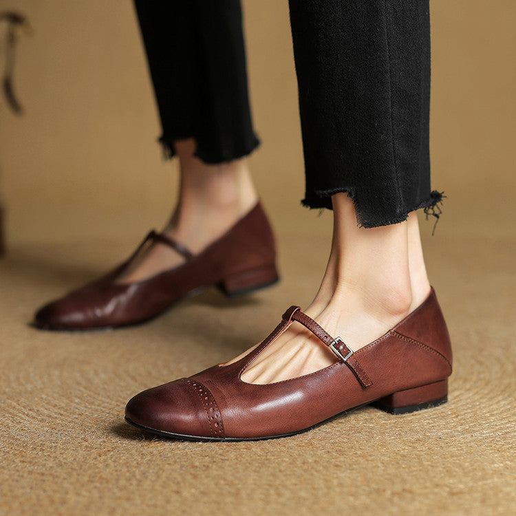 Reiten - Balerini Eleganți Din Piele Cu Baretă în Formă De T