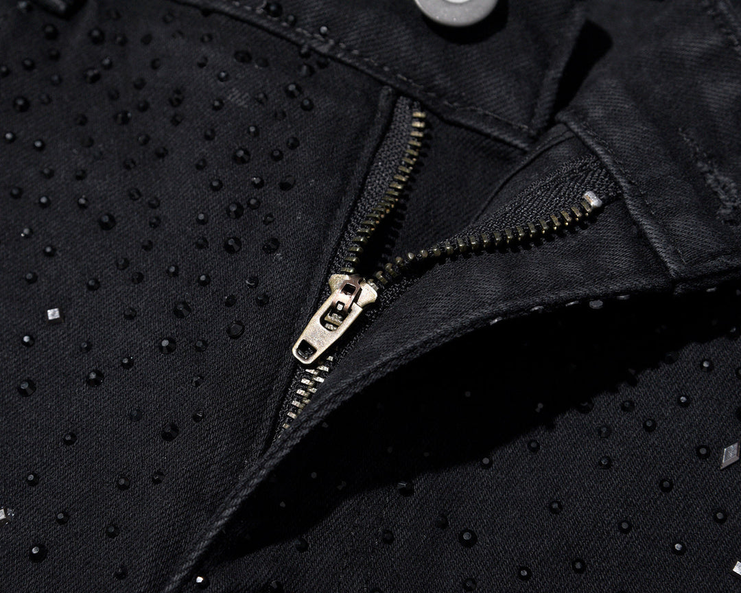 Jake - Blugi Croială Fină Cu Talie înaltă și Pietre Strass