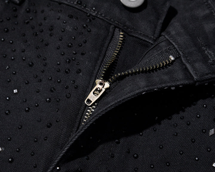 Jake - Blugi Croială Fină Cu Talie înaltă și Pietre Strass