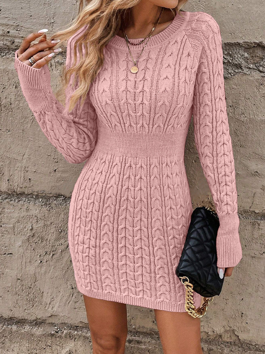 Oriah - Rochie Din Tricot cu Guler Rotund
