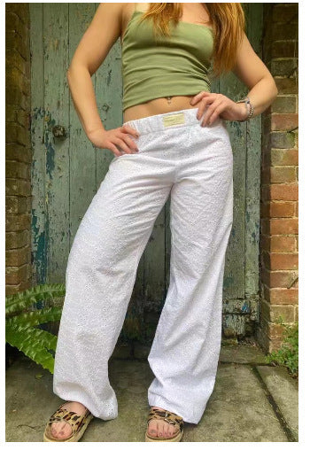 Evgenia - Pantaloni Largi De Relaxare Cu Talie Elastică