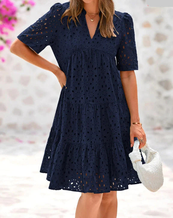 Anjika – Rochie Elegantă De Vară Cu Volane Din Dantelă
