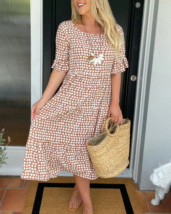 Blythea - Rochie Midi Elegantă Cu Mâneci Scurte