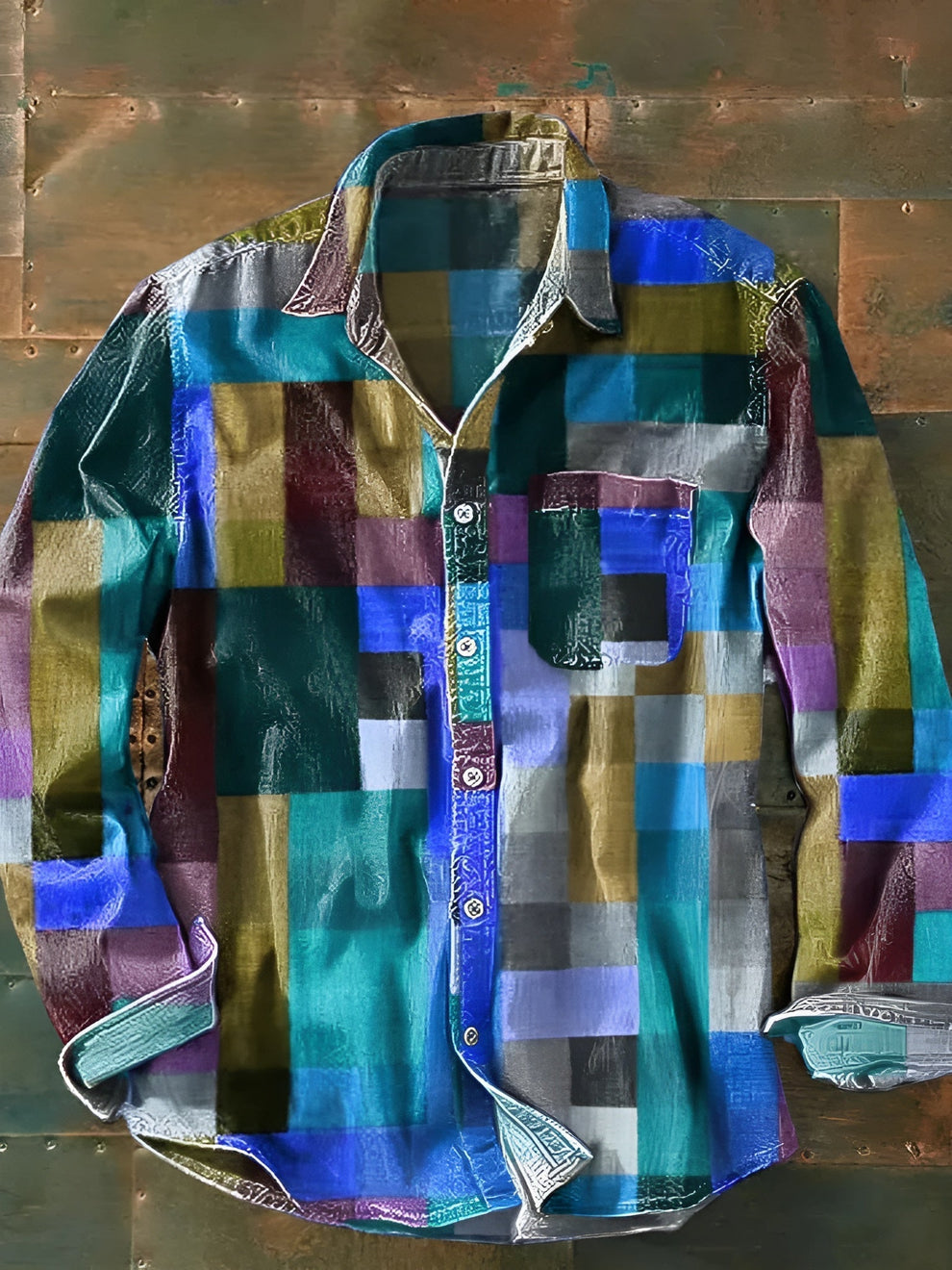 Jhoanny - Cămașă Cu Mâneci Lungi Și Imprimeu Geometric În Stil Patchwork