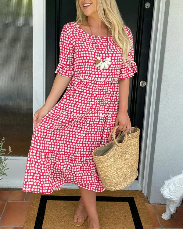 Mariam - Rochie Midi Cu Mâneci Cu Volane