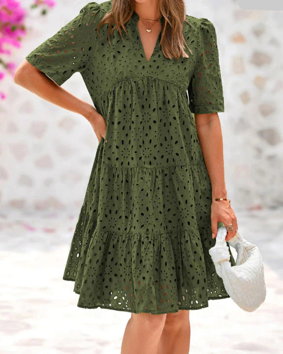 Anjika – Rochie Elegantă De Vară Cu Volane Din Dantelă