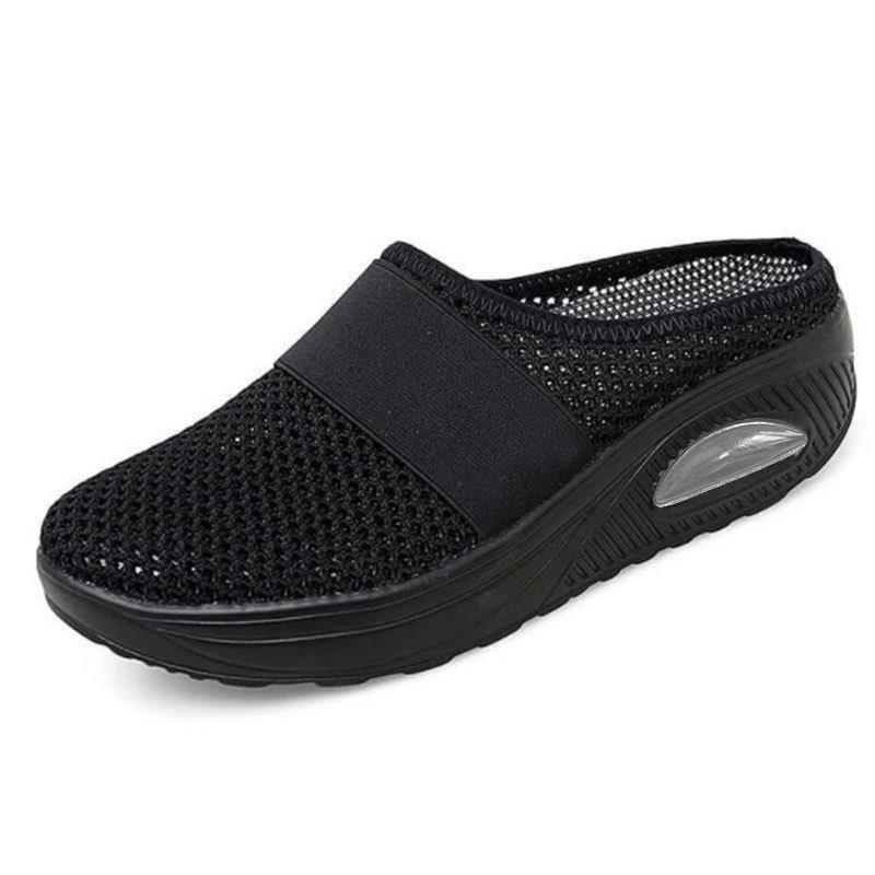 Schena - Pantofi Tip Mule cu Platformă Din Plasă Fără șireturi