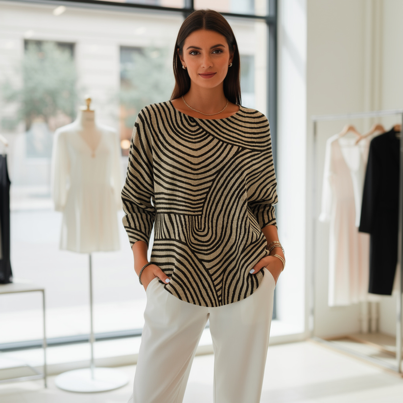Neisha - Tricou cu Mâneci Lungi și Guler Rotund